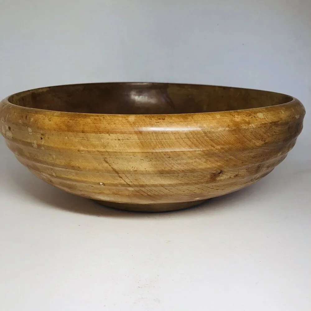 Antique Vintage Round Wooden Fruit / Salad / Dough Bowl, 11